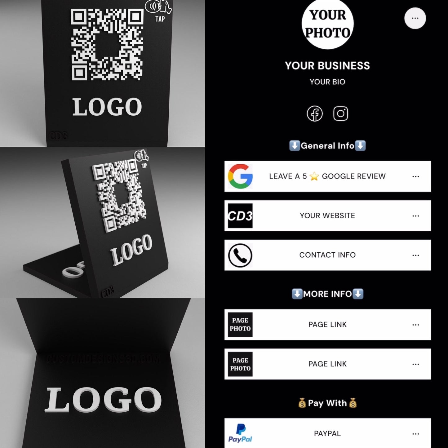 Green Customizable QR Stand (NFC TAG Integrated)