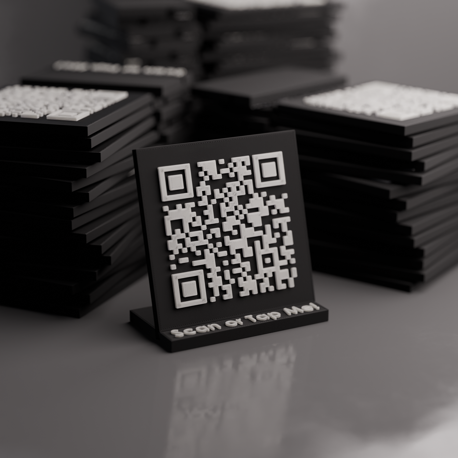 50 Pack of Mini Qr Code Stands with NFC Chip - Get google reviews, boost website traffic, advertise social medias, and market your brand better.