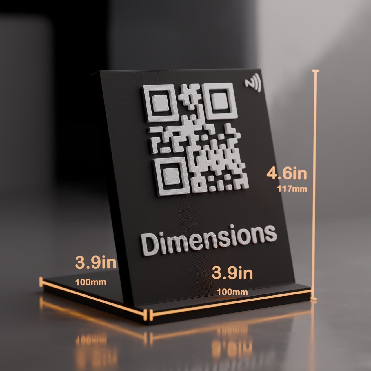 Dimensions of 4 Pack of Classic Qr Code Stands with NFC Chip - Get google reviews, boost website traffic, advertise social medias, and market your brand better.