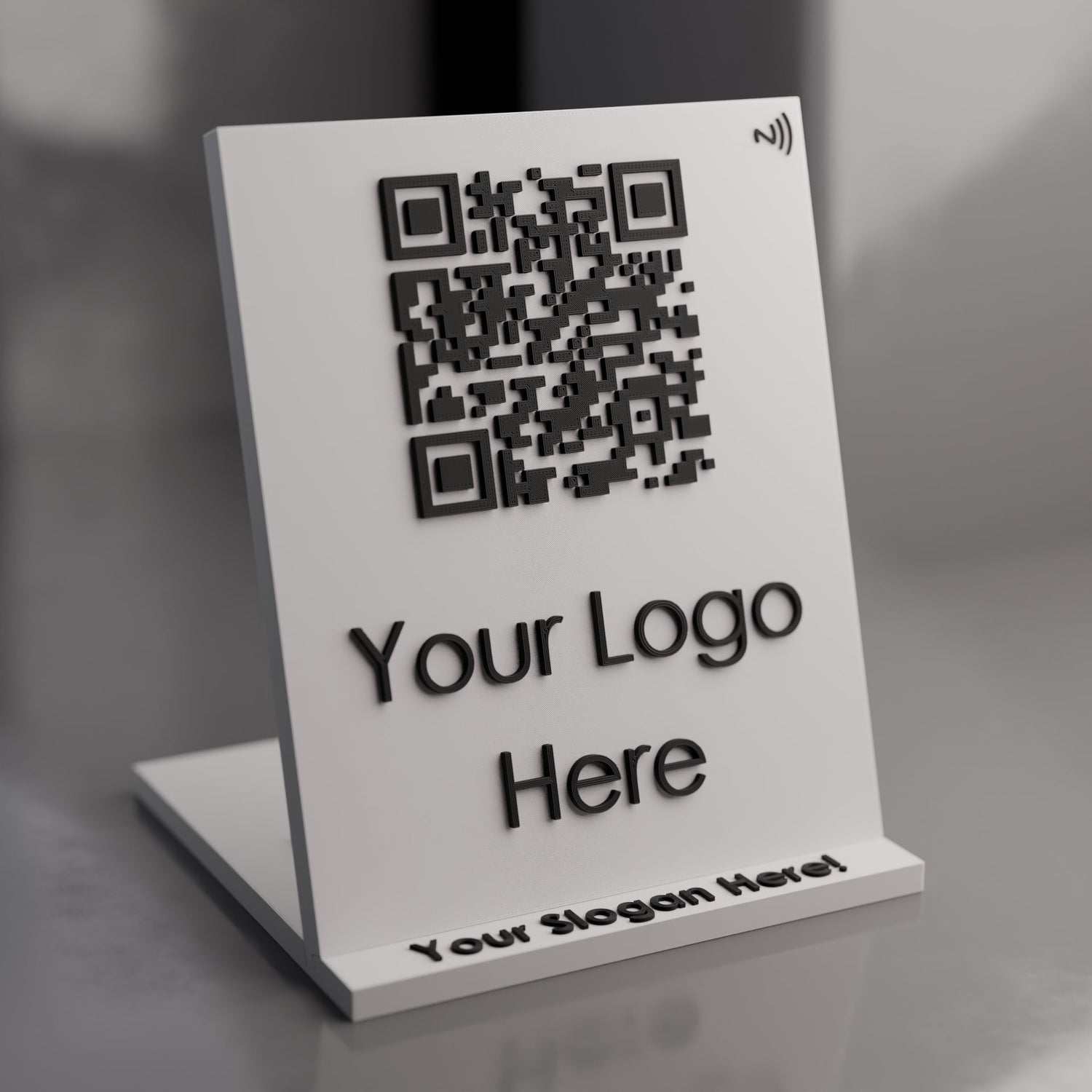 Large Qr Code Stand with NFC Chip - Custom Qr Stands