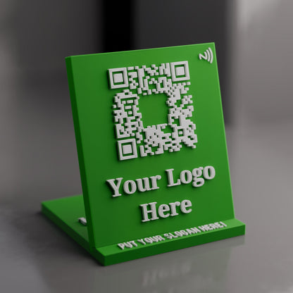 Soporte QR personalizable verde (NFC TAG integrado)