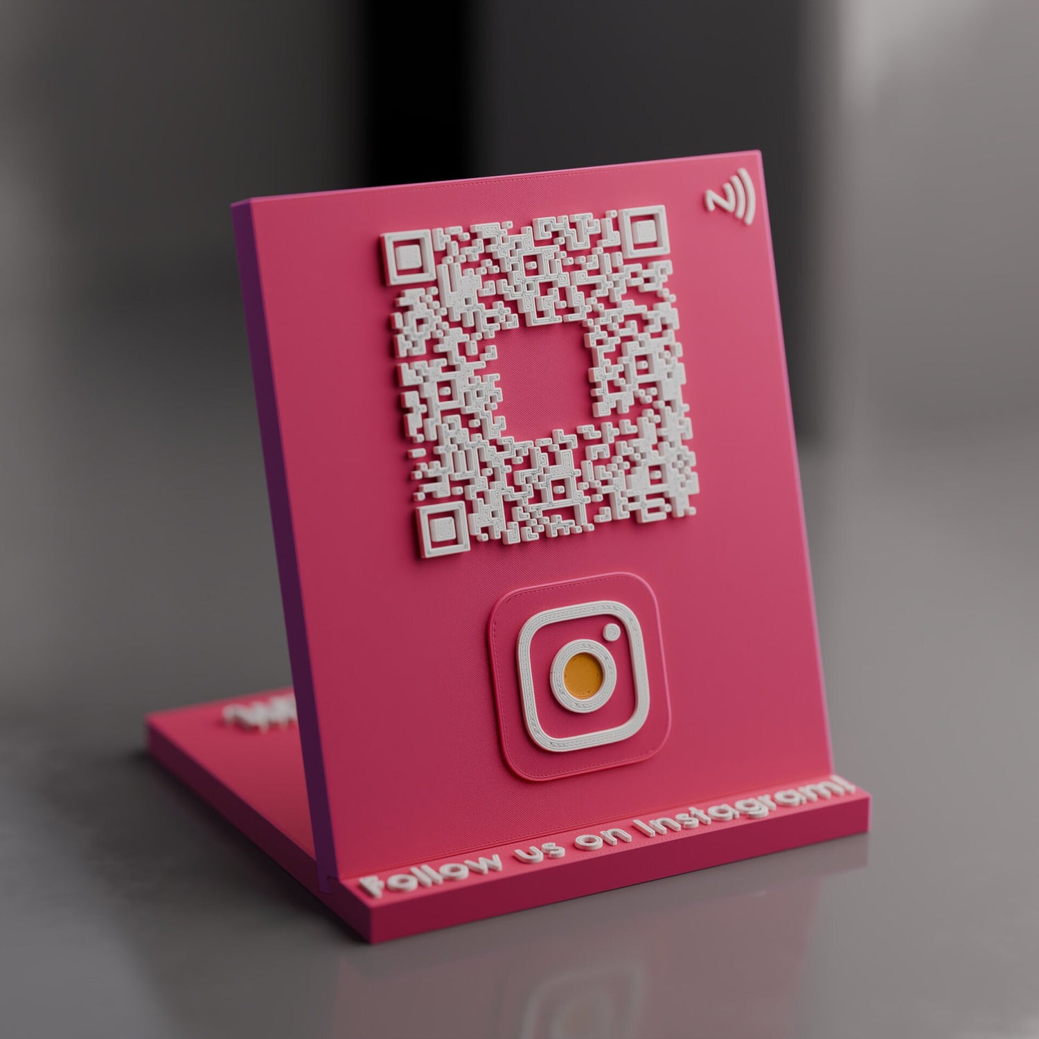 Insatgram Qr Code Stand with NFC Chip - Advertise social medias, and market your brand better.